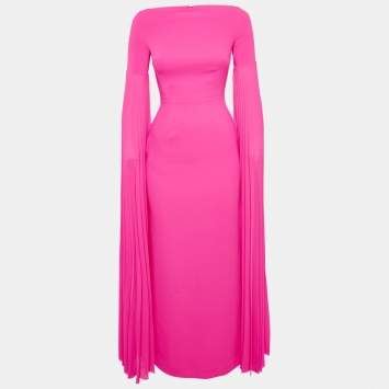 Pre Owned Solace London Fuchsia Pink Crepe Grace Maxi Dress XS