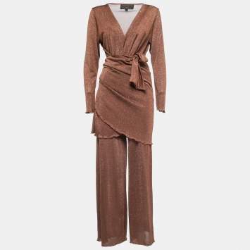 Pre Owned  Sommer Swim Brown Lurex Knit 3 Piece Set One Size