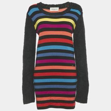 Pre Owned Sonia Rykiel Multicolor Stripe Wool Long Sleeve Sweater XL