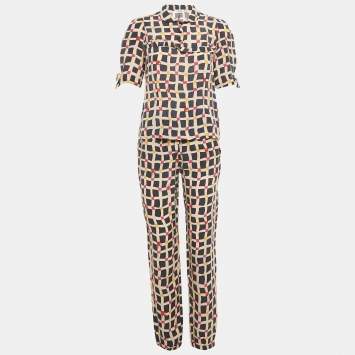 Pre Owned Sonia Rykiel Multicolor Printed Silk Top & Pants Set M