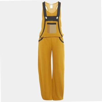 Pre Owned Sonia Rykiel Yellow Knit Sleeveless Jumpsuit M