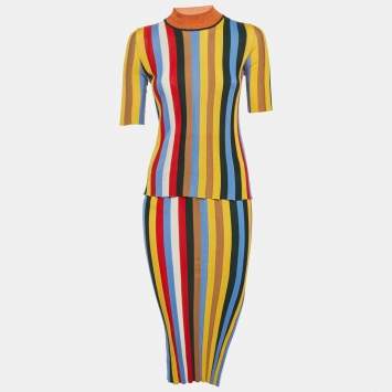 Pre Owned Sonia Rykiel Multicolor Striped Stretch Knit Set XS