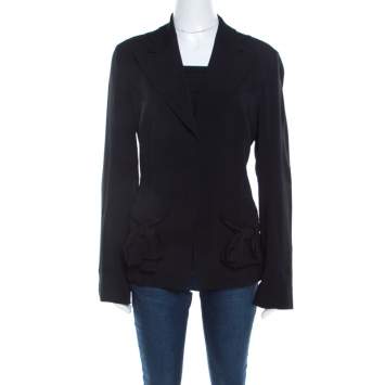 Pre Owned Sonia Rykiel Black Crepe Bow Pocket Detail Jacket  L