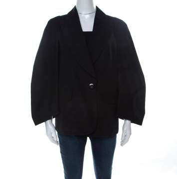 Pre Owned Sonia Rykiel Black Cotton Wide-Bell Sleeve Blazer L