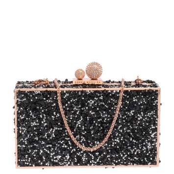 Pre Owned Sophia Webster Black Crystal Embellished Clara Box Clutch