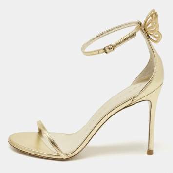 Pre Owned Sophia Webster Gold Leather Mariposa Ankle Strap Sandals Size 40