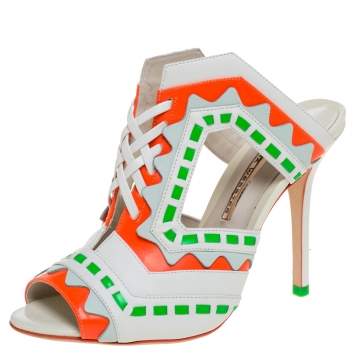 Pre Owned Sophia Webster Multicolor Leather Riko Cut Out Slide Sandals Size 39