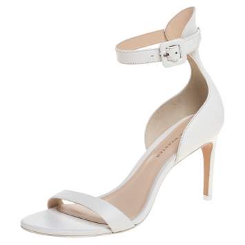 Pre Owned Sophia Webster White Leather Nicole Ankle Cuff Sandals Size 37.5 