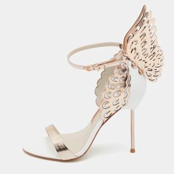 Pre Owned Sophia Webster Metallic Rose Gold Leather Chiara Butterfly Ankle Strap Sandals Size 37