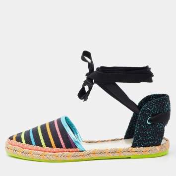 Pre Owned Sophia Webster Multicolor Fabric New Juana Ribbon Espadrille Flats Size 40