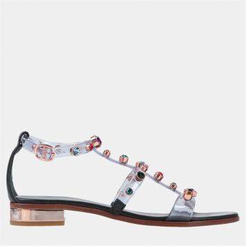 Pre Owned Sophia Webster Rubber and Leather Embellished Sandals 40.5