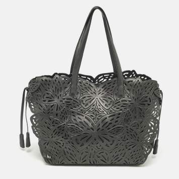 Pre Owned Sophia Webster Black Leather Lasercut Liara Tote