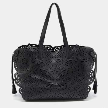 Pre Owned Sophia Webster Black Laser Cut Leather Liara Tote