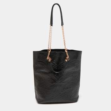 Pre Owned Sophia Webster Black Butterfly Embossed Leather Chain Tote