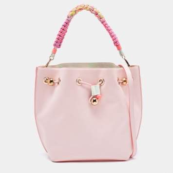 Pre Owned Sophia Webster Pink Leather Romy Drawstring Bucket Bag