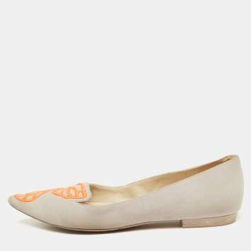 Pre Owned Sophia Webster Pink/Orange Suede Bibi Butterfly Pointed Toe Ballet Flats Size 37