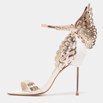Pre Owned Sophia Webster White Leather Evangeline Ankle Wrap Sandals Size 37.5