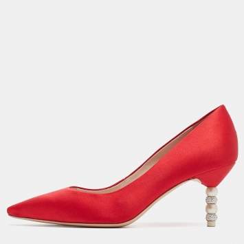 Pre Owned Sophia Webster Red Satin Coco Pumps Size 36.5