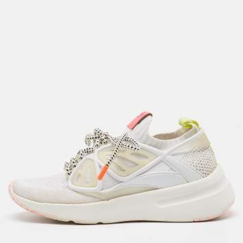 Pre Owned Sophia Webster White Knit Fabric Trainer Sneakers Size 38