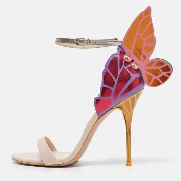 Pre Owned Sophia Webster Multicolor Leather Chiara Butterfly Sandals Size 37.5