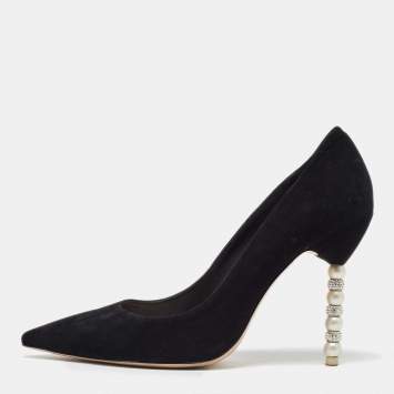 Pre Owned Sophia Webster Black Suede Coco Crystal Embellished Pumps Size 40