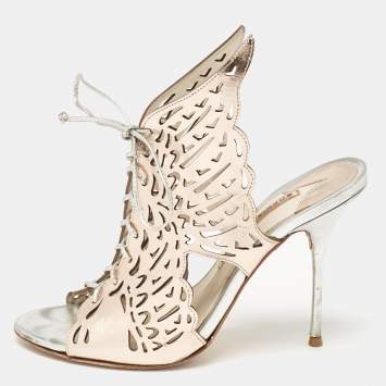 Pre Owned Sophia Webster Gold Leather Cherub Slide Sandals Size 38