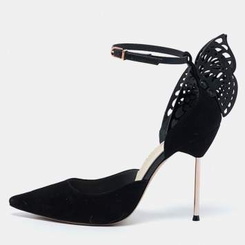 Pre Owned Sophia Webster Black Leather and Suede Flutura D'orsay Pumps Size 39
