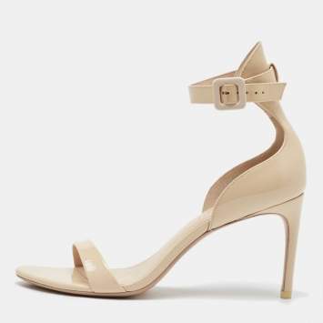 Pre Owned Sophia Webster Cream Patent Leather Nicole Ankle Strap Sandals Size 39