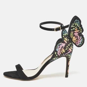 Sophia Webster Multicolor Print Fabric and Suede Embellished Chiara Sandals Size 37.5