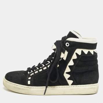Sophia Webster Monochrome Suede and Patent Leather Riko High Top Sneakers Size 38