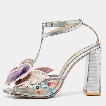 Pre Owned Sophia Webster Multicolor Leather and PVC Crystal Embellished Lana Ankle Strap Sandals Size 40