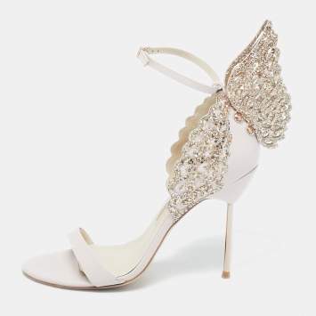 Pre Owned Sophia Webster Light/Gold Pink Glitter and Leather Heavenly Ankle Strap Sandals Size 40
