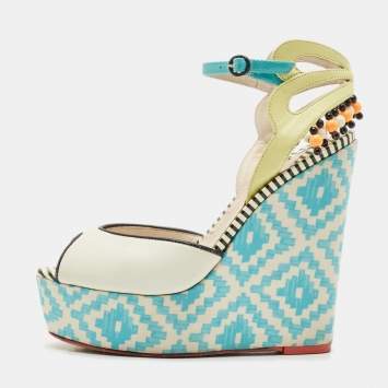 Pre Owned Sophia Webster Multicolor Leather Lucita Espadrille Wedge Sandals Size 35