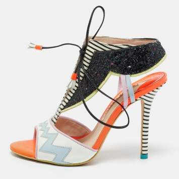 Pre Owned Sophia Webster Multicolor Glitter and Leather Riko Sandals Size 37