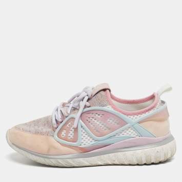 مملوكة مسبقًا Sophia Webster Pink Knit Fabric, Suede and Rubber Candyfloss Fly By Sneakers Size 38