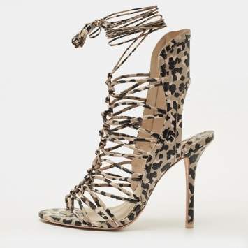 مملوكة مسبقًا Sophia Webster Lacey Sketch Size 39 Black/Beige Leather Strappy Sandals