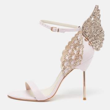 Pre Owned Sophia Webster Evangeline Size 39 Pink Leather and Glitter Ankle Strap Sandals