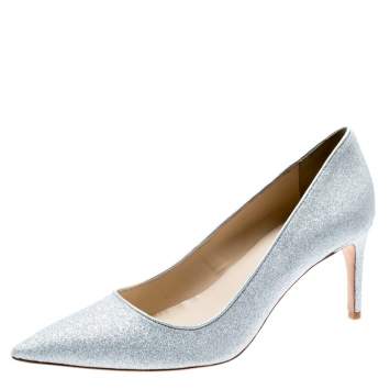 Pre Owned Sophia Webster Metallic Silver Glitter Lola Pointed Toe Pumps Size 41.5