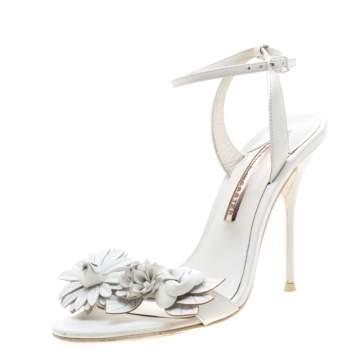 Pre Owned Sophia Webster White Leather Lilico Sandals Size 39.5