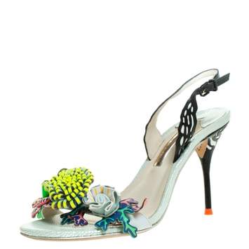 مملوكة مسبقًا Sophia Webster Multicolor Patent Leather And Leather Lilico Underwater Floral Embellished Slingback Sandals Size 38