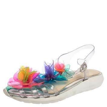 Pre Owned Sophia Webster Multicolor PVC  Jumbo Lilico T Strap Sandals Size 41