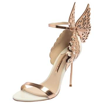 Pre Owned Sophia Webster Off White/Rose Gold Leather Evangeline Sandals Size 39