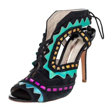 Pre Owned Sophia Webster Multicolor Suede And Patent Leather Riko Cut Out Sandals Size 40