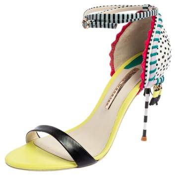 Pre Owned Sophia Webster Multicolor Leather Solange Tassel Fringe Embellished Ankle Strap Sandals Size 39.5
