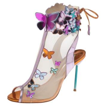 Pre Owned Sophia Webster Multicolor Net And Leather  Ankle Boots Size 38