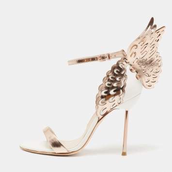 Pre Owned Sophia Webster Rose Gold/White Leather Evangeline Ankle-Strap Sandals Size 36
