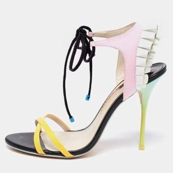 Pre Owned Sophia Webster Multicolor Leather And Patent Ankle Wrap Sandals Size 40