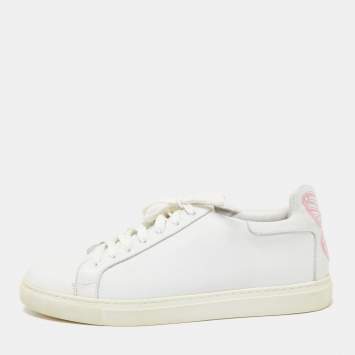 Pre Owned Sophia Webster White Leather Butterfly Low Top Sneakers Size 39.5 