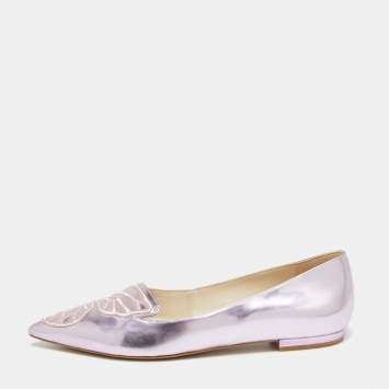 Pre Owned Sophia Webster Metallic pink Patent Bibi Butterfly Pointed Toe Ballet Flats Size 37