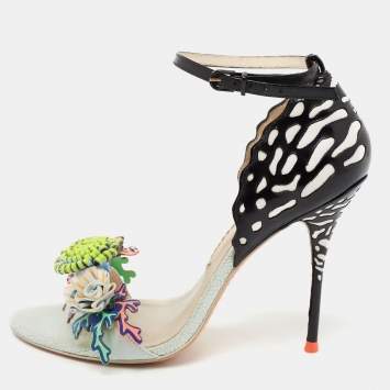 Pre Owned Sophia Webster Multicolor Leather Lilico Underwater Ankle-Strap Sandals Size 38.5